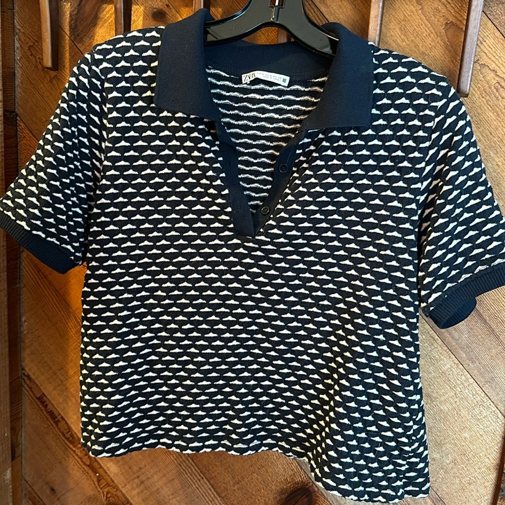 Zara crop knit tshirt size USA M